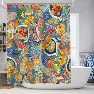 Floraweg Douchegordijn,Shower Curtain,badgordijn,badkamergordijn,Mysterieuze geometrie in muurschilderingstijl, digitale printen -Anti Schimmel - Inclusief 12 ringen -met 12 stuks douchegordijnhaken – Waterdicht -Wasbaar- Polyester - 180x200 cm