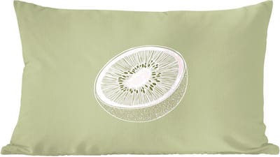 Sierkussens - Kussentjes Woonkamer - 60x40 cm - Kiwi - Lijntekening - Minimalistisch - Groen