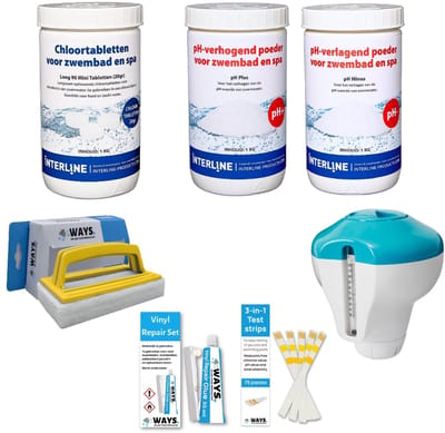 WAYS Zwembad & Spa Verzorgingspakket - All-in-one behandeling - Inclusief chloor, pH-middelen en toebehoren