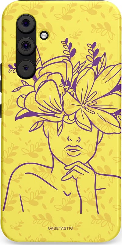 Casetastic hoesje geschikt voor Samsung Galaxy A54 (2023) 5G - Dubbellaagse bescherming - Floral Essence - Fashion Case - Goud Beige