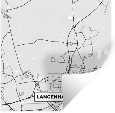 Muurstickers - Sticker Folie - Duitsland - Plattegrond - Langenhagen - Stadskaart - Kaart - 100x100 cm - Plakfolie - Muurstickers Kinderkamer - Zelfklevend Behang XXL - Zelfklevend behangpapier - Stickerfolie
