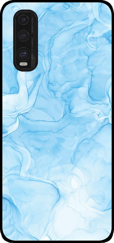 Smartphonica Telefoonhoesje Geschikt voor Oppo Find X2 met marmer opdruk - TPU backcover case marble design - Lichtblauw geschikt voor Oppo Find X2