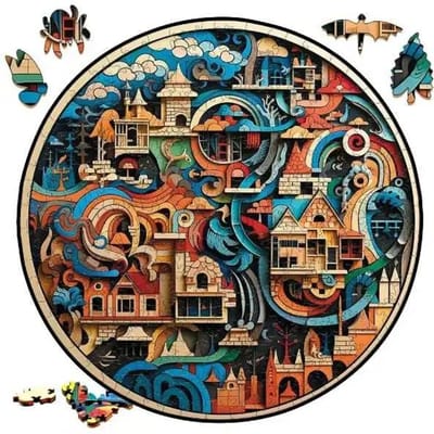 Aardse Scenery Rond Puzzel Kunst Onderscheidend Vormgegeven Stukken Speelgoed ideaal voor Volwassenen Kerstmis verjaardag Landschapsvorming Cadeau W14428WW-