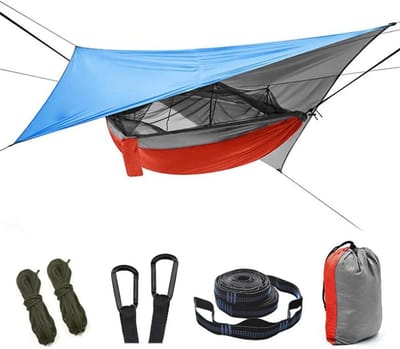 Lichtgewicht Hangmat - Kampeerhangmat Klamboe - Buiten Ontspannen - Waterproof Tarp - 260 x 140 cm - Veelkleurig