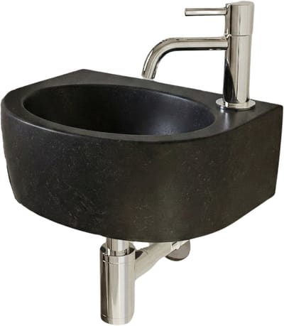 AquaVik Fonteinset Arc Natuursteen Kraan Rechts Chroom Kraan 30x23x11,5cm