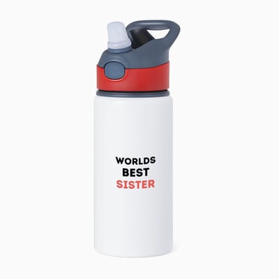 Hacebo® - worlds best sister waterfles met rietje rood - Zus - de beste zus - verjaardagscadeau - verjaardag - cadeau - cadeautje voor zus - zus artikelen - kado - geschenk - gift - water fles - 650ML