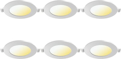 LED Downlight Inbouwspot 6 Stuks - Brinton Thin - 3W 220lm 120° Bundelhoek - Aanpasbare Lichtkleur 3000K-4000K-6500K - IP40 - Rond - Wit - Ø85mm Buitenmaat - Ø70mm Zaagmaat