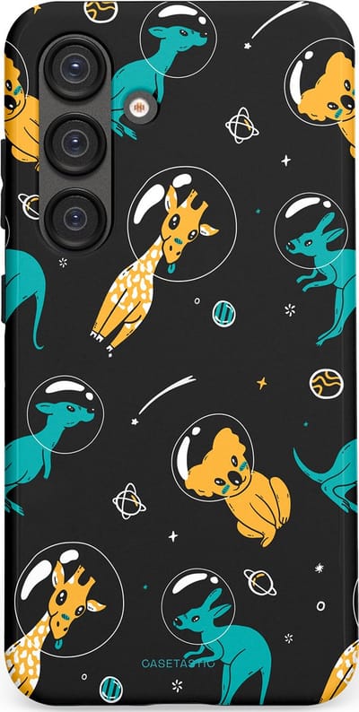 Casetastic Hoesje Geschikt voor Samsung S25 - Stijlvolle Beschermende Duo-layer Case - Donkere Ruimte Safari