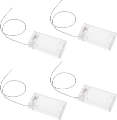 4 Stuks 2AA Batterij Houder met Aan/Uit Schakelaar en Extension Draden - Transparant