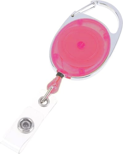 Fako Bijoux - Uittrekbare Sleutelhanger Met Koord - Rolspeld - Yoyo - Jojo - Skipashouder - Nylon - 36x56mm - Transparant - Fuchsia