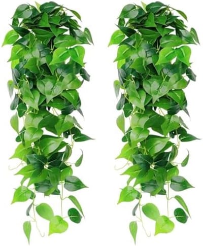 PromoHome Kunstmatige Hangplant Set van 2 - Realistische Kunstklimop Planten voor Binnen en Buiten - Decoratieve Kunstplant voor Woonkamer, Tuin, Feesten en Bruiloften - 105 cm Lange Hangende Plastic Planten