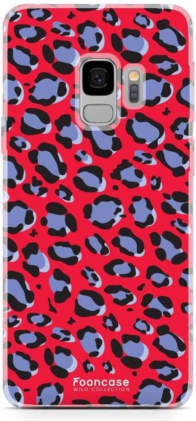 Fooncase Hoesje Geschikt voor Samsung Galaxy S9 - Shockproof Case - Back Cover / Soft Case - Luipaard / Leopard print / Rood