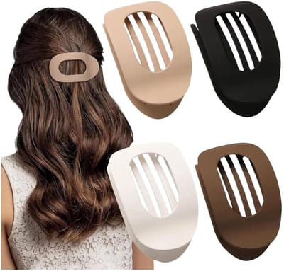 4 Stuks Mat Platte Haarclips voor Vrouwen - Grote Holle Ovale Anti-slip Haarspeld - Neutrale Kleur Sterke Vaste Haarclip voor Dik Dun Haar Dagelijks Werk Kapsel