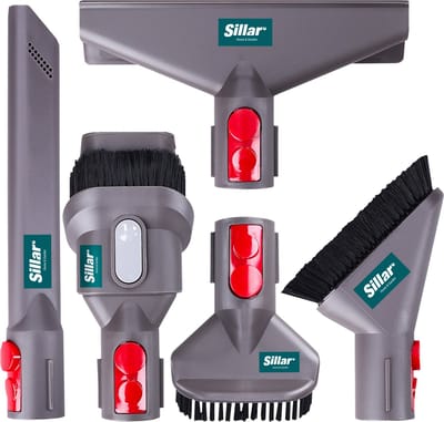 Sillar, 5-delig stofzuiger hulpstukken set, stofzuigerzuigmond, set zuigmonden, borstels voor stofzuigers, vervangingsonderdeel, compatibel met Dyson V7-V11, V15, SV10, SV11, 5 stuks