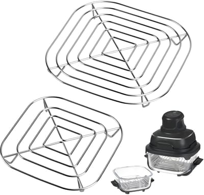 Dailygoods- Grillrooster Vervangend - 2 Stuks - Roestvrij Staal - Airfryer Accessoires - Compatibel met Ninja Crispi - Groot en Klein Formaat - Airfryeraccessoire