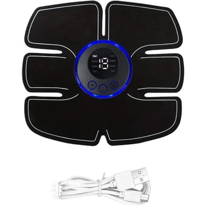 USB Oplaadbare Spierstimulator Draagbare Abdominale Fitness Patch Vormgevende Massage Draadloze LCD Display Massager om Vermoeidheid te Ontspannen SET black