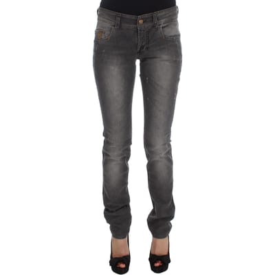 John Galliano Slim Fit Stretch Jeans met grijze wassing en katoenmix.