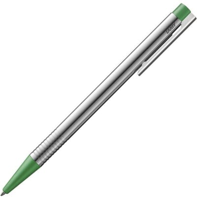 LAMY logo mat groene balpen - tijdloze biros in een elegante & robuuste roestvrijstalen behuizing, incl. navulling met grote capaciteit M 16 in lijnbreedte M in groen