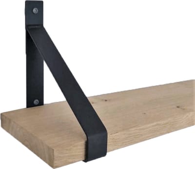 GoudmetHout® Wandplank Industrieel - 40 x 20 cm Muurplank - Eiken Hout - Decoratie Wandrek & Boekenrek - Hangplank Keuken - Wall Shelf + 2 Mat Zwarte Plankdragers van Staal