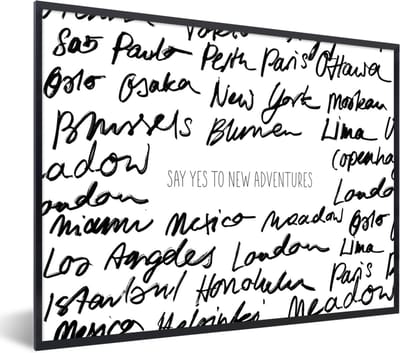 Fotolijst incl. Poster - Spreuken - Quotes - Say yes to new adventures - London - 40x30 cm - Posterlijst