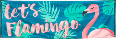 Boland - Polyester banner 'Let's flamingo' - Flamingo - Tropisch - Zomer - Themafeest - Verjaardag