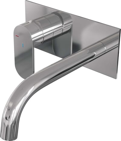Brauer Chrome Edition inbouw wastafelmengkraan met gebogen uitloop en afdekplaat model C2 chroom