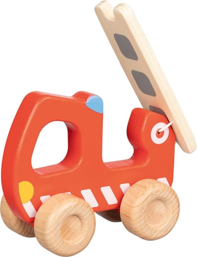 GOKI Houten voertuig - Brandweerladdertruck - 15X6,5X13Cm - 2 Jaar