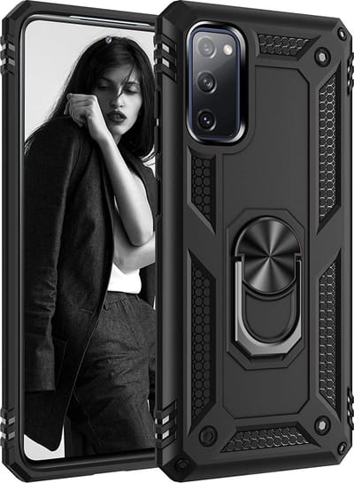 Anti-Shock Hybrid Ring Armor Hoesje Geschikt voor: Samsung Galaxy S20 - zwart