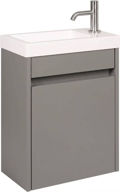 Saqu Florence Toiletmeubel - 40,5x22x55 cm - Voorgemonteerd - in Mat Grijs met Fontein Links/rechts - Fonteinmeubel - WC Kastje - WC Meubel