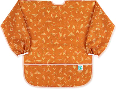 Bumkins Long-Sleeved Art Smock - Schilderschort met Lange Mouwen voor Kinderen - Kliederschort, Knutselschort en Verfschort - Waterdicht - Machinewasbaar - Grounded - Terracotta Oranje - 3-5 jaar