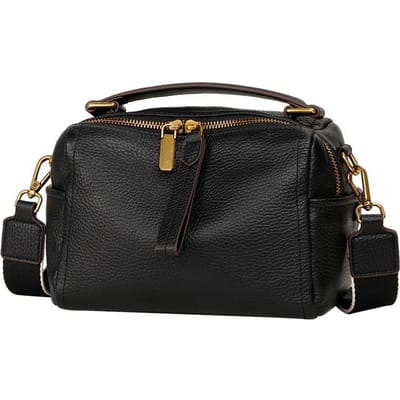Mode Echte Leren Tas Nieuwe Trendy Koeienhuid Kussentas Handheld Crossbody Tas Dames Tas black