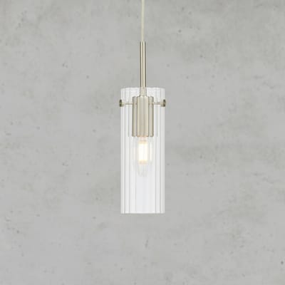 Markslöjd Hanglamp Tibia, stekker, helder/nikkelkleurig, Ø 7 cm