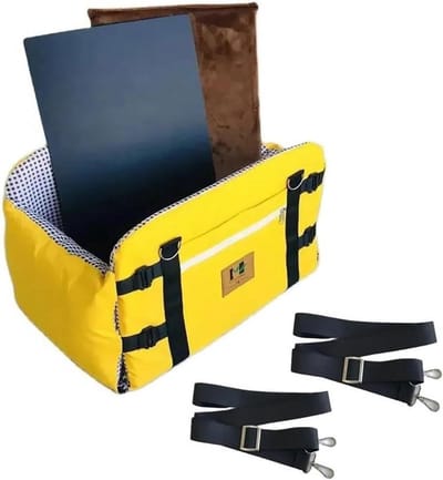 Autohond Stoelverhoger - Hondenmand Auto Kattenmand Auto - Veilig Reizen - Waterdicht en Wasbaar - Tot 5 kg - Geel