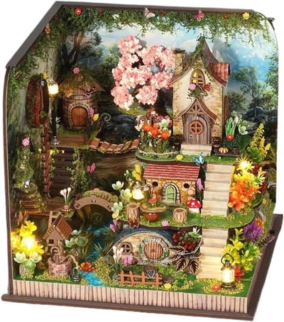 Miniatuur Huis Bouwpakket - Boekenkast Decoratie - Huis Inrichten - Stap-voor-stap Instructies - 25.5 x 24.5 x 5.5 cm