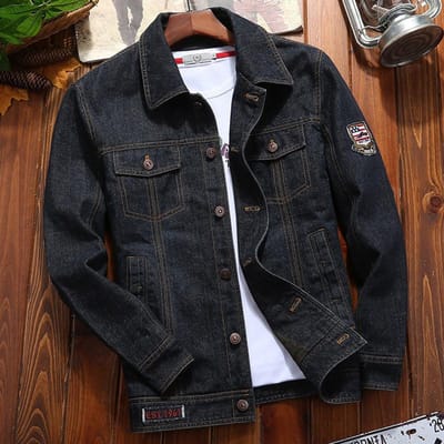 Nouvelle Veste en Jean Veste Homme Printemps et Automne Grande Taille Décontractée Vêtements Homme Veste Jeune et d'Âge Moyen XL black