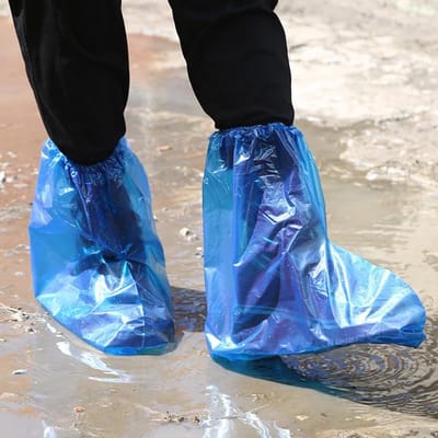10 paar waterdichte wegwerpoverschoenen van plastic voor mannen en vrouwen, regenbestendige overschoenen voor binnen en buiten (blauw)