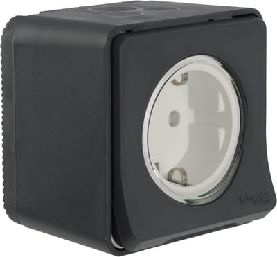 Mureva Styl DIY - Wandcontactdoos 1V - IP55 - Grijs / Antraciet