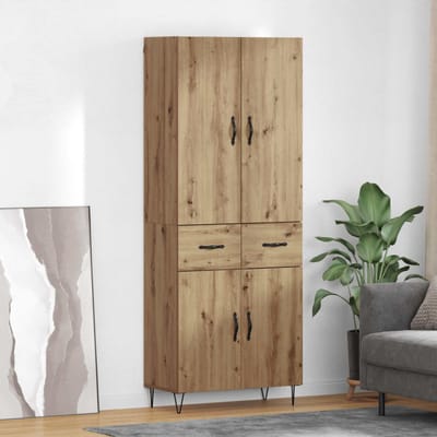 vidaXL - Highboard - 2 - st - Artisan - Eiken - 69,5 - x - 34 - x - 180 - cm - Bewerkt - hout