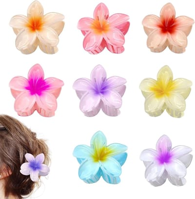 Solidchoice - Set van 8 Bloem Haarclips in Verschillende Kleuren