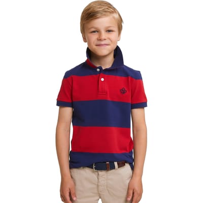 River Woods Custom Fit Striped Stretch Polo Royal Blue/harvard Red Size: 4 | Shirts Outlet | Unisex | Blauw