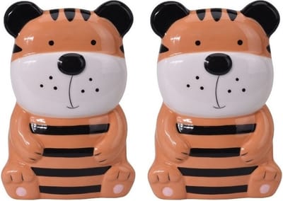 Waterverdamper radiator - Set van 2x stuks - tijger - kunststeen - kinderkamer - 17 cm - luchtbevochtiger