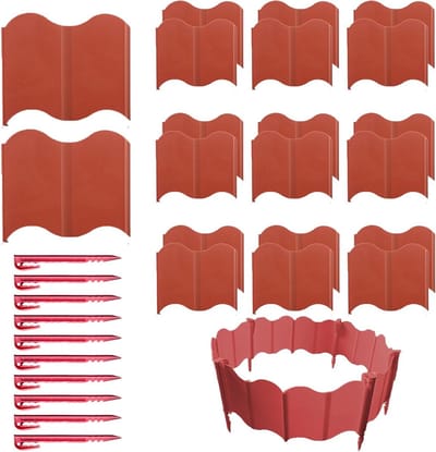 Tuinrand Border - Gazonrand Landschap - Tuin Organiseren - Winddicht ABS Materiaal - 20 Stuks - Rood