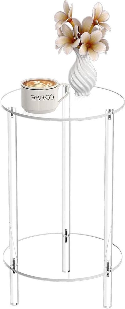 Acryl Zijtafel - Kleine Ronde Tafel - Decoratie Plaatsen - Hoogwaardig Acryl - 30x30x50 cm - Transparant