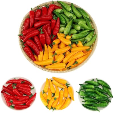 Dailygoods- Kunstmatige Chili Realistisch - 48 Stuks - Kunststof/Schuim - Decoratie - Fotografie Rekwisiet - Duurzaam en Veilig - Neppeper