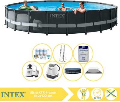 Intex Ultra XTR Frame Zwembad - Opzetzwembad - 732x132 cm - Inclusief Onderhoudspakket, Zoutsysteem en Zout