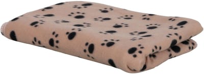Hondendeken met Pootpatroon - Zachte Fleece Deken voor Mand, Bank en Bed - Beige - 140 x 100 cm