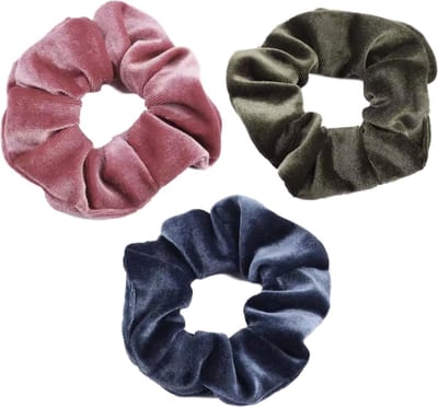 Scrunchie 3 stuks Velvet Extra Vol en Luxe - haarelastiek haarwokkel scrunchies - roze - groen - blauwgrijs - Kraagjeskopen.nl