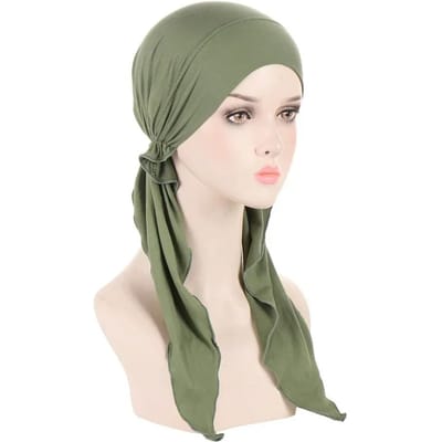 Nieuwe Dames Voorknoop Hoed Moslim Binnen Hijab Hoofddoek Lange Staart Haaruitval Chemo Kap Bonnet Turban Bandana's Hoofdband Turbante Mujer white
