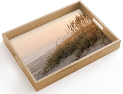 Dienblad hout 40x30 cm - Schootdienblad - Duinlandschap - Zonsondergang - Strand - Borrelplank rechthoek - Plateau dienbladen
