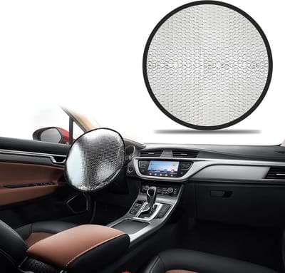 Daity Zonneklep voor het stuur - hittebestendige aluminiumfolie beschermhoes voor het auto-interieur - reflecterende stuurwielhoes - geschikt voor sedans en SUV's（43cm）.